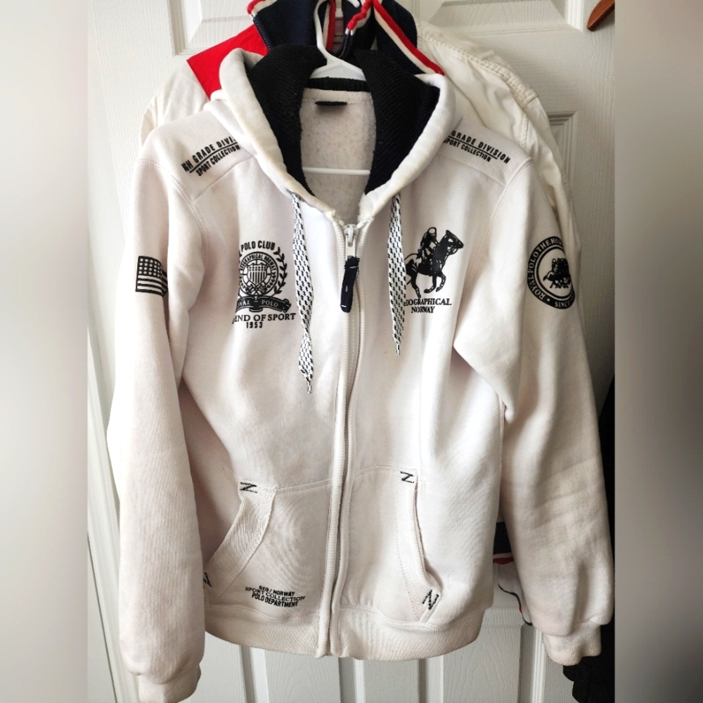 Geographical Norway Royal Polo Club White Hoodie with Black Details